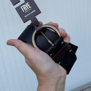 FRYE Belt leather dark brown L NEW